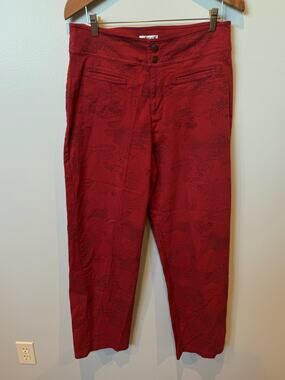 Chico's Design VTG Red Pants Graphic Print High Waisted Straight Leg Pants Sz 12
